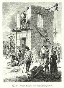 Budowa poczty telegraficznej, 1793 (rytowanie) autorstwa European School