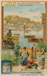 Korfu: Statua Achillesa i tradycyjny strój autorstwa European School
