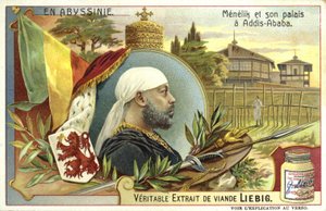 Cesarz Menelik II Etiopii i jego pałac w Addis Abebie autorstwa European School