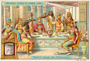 Uczta pod faraonami starożytnego Egiptu (chromolitho) autorstwa European School
