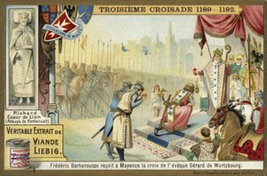Fryderyk Barbarossa odbiera Krzyż od Biskupa Würzburga, Moguncja, Niemcy, Trzecia Krucjata, 1188 autorstwa European School