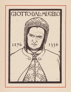 Giotto, włoski artysta średniowieczny (litografia) autorstwa European School