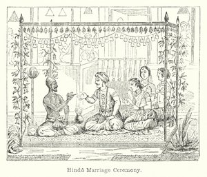 Hinduska ceremonia ślubna (grawerowanie) autorstwa European School