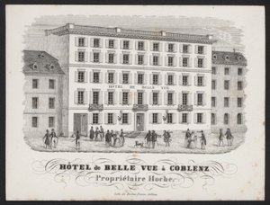 Hotel De Belle Vue, Koblencja (grawerowanie) autorstwa European School