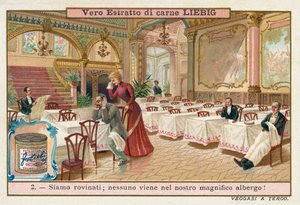 Hotelarz zrozpaczony brakiem klientów (chromolitho) autorstwa European School