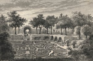 Haftowane Ogrody Tuileries pod panowaniem Henryka IV (grawerowanie) autorstwa European School