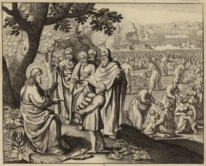 Jezus Chrystus karmi pięć tysięcy (rycina) autorstwa European School