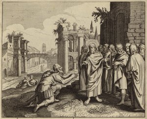 Jezus Chrystus uzdrawia syna urzędnika (Jan 4) (rycina) autorstwa European School