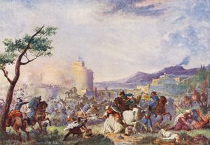 Jan Sobieski na Odsieczy Wiedeńskiej (kolorowa litografia) autorstwa European School