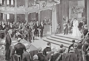 Król Haakon składa przysięgę autorstwa European School