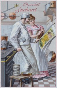 Scena kuchenna, reklama Suchard kakao (chromolitho) autorstwa European School