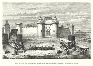 Oblężenie warowni w XIV wieku, wg Christine de Pisan (rycina) autorstwa European School