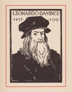 Leonardo da Vinci, włoski renesansowy polimat (litografia) autorstwa European School