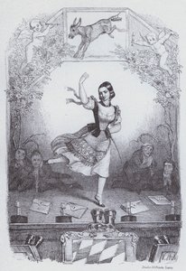 Lola Montez Tańcząc historię Bawarii (litografia) autorstwa European School
