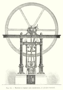 Silnik parowy bez skraplacza, cylinder pionowy (grawerowanie) autorstwa European School