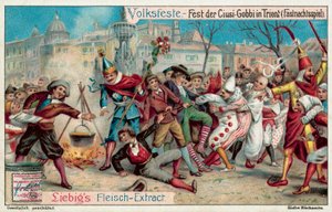 Obchody Mardi Gras w Trydencie we Włoszech (chromolitho) autorstwa European School