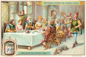 Średniowieczny bankiet (chromolitho) autorstwa European School