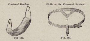 Bandaż menstruacyjny; Pas do bandaża menstruacyjnego (litho) autorstwa European School