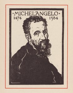 Michał Anioł, włoski renesansowy artysta i architekt (litografia) autorstwa European School