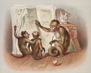 Nauczanie małp (chromolitho) autorstwa European School