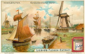 Noordhollandsch Kanaal, Holandia (chromolitografia) autorstwa European School