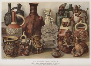 Stara ceramika z Ameryki (chromolitho) autorstwa European School