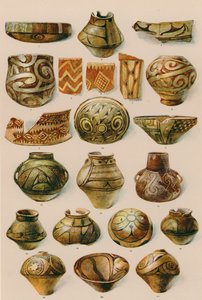 Ornament: Południowa Rosja, Rumunia, północna Grecja, koniec epoki kamienia do początku epoki brązu (litografia barwna) autorstwa European School