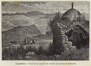 Palestyna, widok na szczyt wzgórza na północny zachód od Nazaretu autorstwa European School