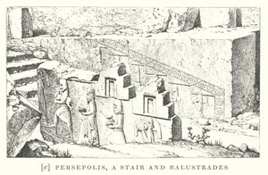 Persepolis, schody i balustrady (litografia) autorstwa European School
