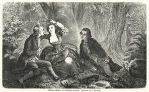 Philinen koronujący Wilhelma Meistera wieńcem: scena z powieści Johanna Wolfganga Goethego Wilhelm Meisters Lehrjahre (rycina) autorstwa European School