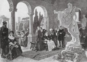 Papież Juliusz II i Apollo Belwederski (litografia) autorstwa European School