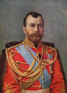 Portret cara Mikołaja II (kolorowa litografia) autorstwa European School