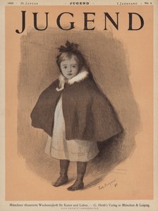 Portret dziewczynki w pelerynie (kolor litho) autorstwa European School