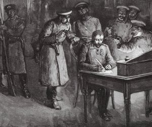 Książę Aleksander podpisujący swoją abdykację autorstwa European School