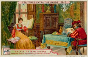 Rembrandt rysuje zdjęcie swojej żony Saskii autorstwa European School