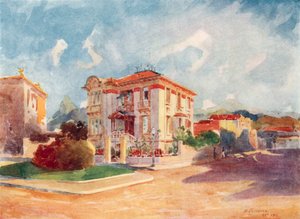 Rezydencja dr Pedro de Toledo, byłego ministra rolnictwa, Avenida Beira Mar (kolorowa litografia) autorstwa European School