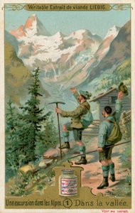 Scena z wycieczki w Alpy: w dolinie (chromolitho) autorstwa European School
