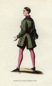 Lord of the Court Of Philippe Le Bon (kolorowy grawerunek) autorstwa European School