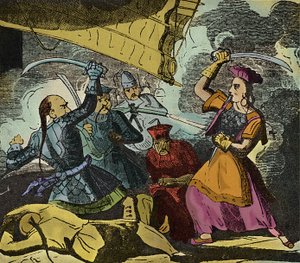 Shing Shi lub Ching Shih (zm. 1844). Chińska piratka z XIX wieku. Dowodziła prawdziwą flotą, którą pokonała admirała Kwo Langa. autorstwa European School