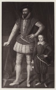 Sir Walter Raleigh i jego syn (lito) autorstwa European School