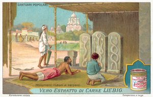 Pomniki węży w Indiach (chromolitho) autorstwa European School