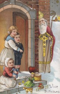 Kartka mikołajkowa (chromolitho) autorstwa European School