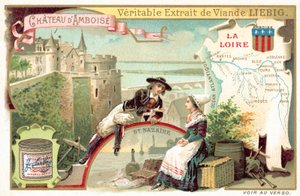 Loara i widok na zamek w Amboise (chromolitho) autorstwa European School