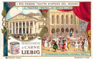 Theatre Royal de la Monnaie, Bruksela (chromolitho) autorstwa European School