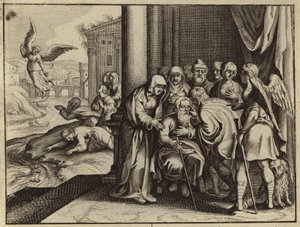 Tobiasz przywracający wzrok swojemu ojcu Tobitowi (grafika) autorstwa European School