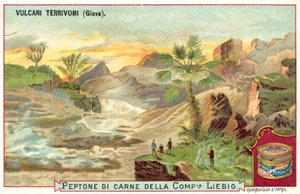 Wulkany na Jawie, Indonezja (chromolitho) autorstwa European School