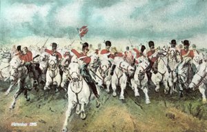 Waterloo 1815, szarża kawalerii szkockiej autorstwa European School