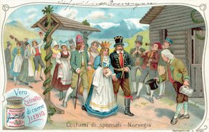 Procesja ślubna w Norwegii (chromolitho) autorstwa European School