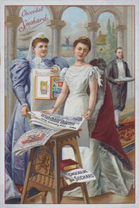 Kobieta z gazetą, reklama czekolady Suchard (chromolitho) autorstwa European School