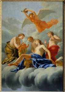 Narodziny Miłości Wenus rodzi Kupidyna. Obraz z warsztatu Eustachego Le Sueura (1617-1655) XVII w. Nd. 1,82x1,25 m .